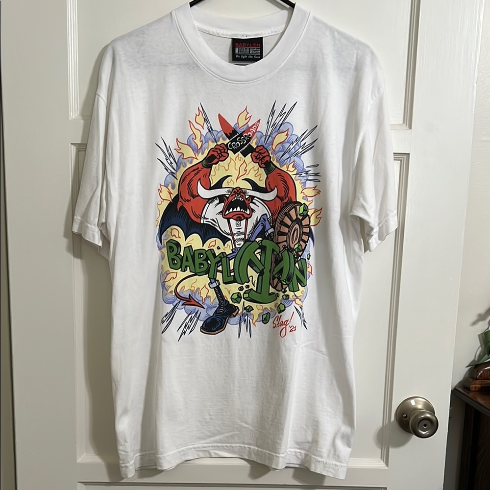 Babylon LA x Agnostic Front White Graphic T-Shirt